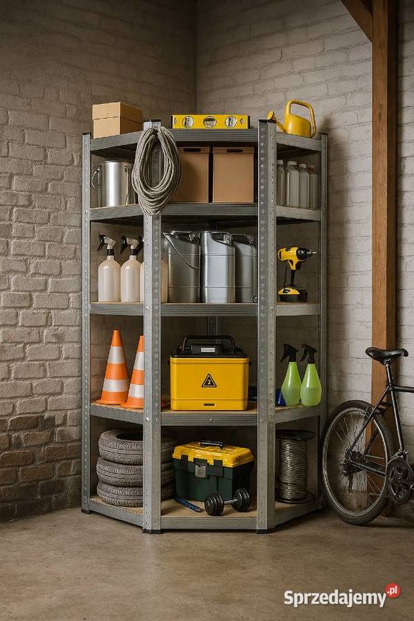 Regał magazynowy narożny metalowy srebrny 5 Poznań