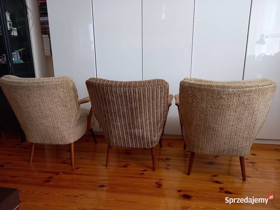Stare fotele z podłokietnikami PRL vintage Fotele Rawicz