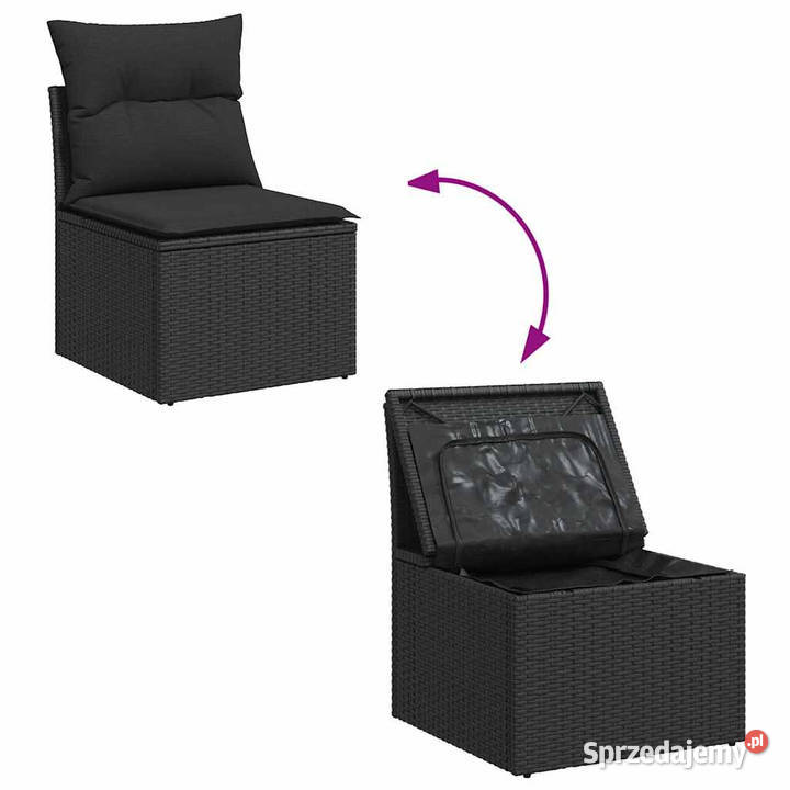 4cz sofa ogrodowa z poduszkami czarny rattan PE Warszawa