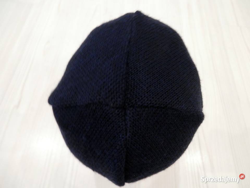Czapka Męska Wełniana 100 Wełna Merino Granatowa Łomża