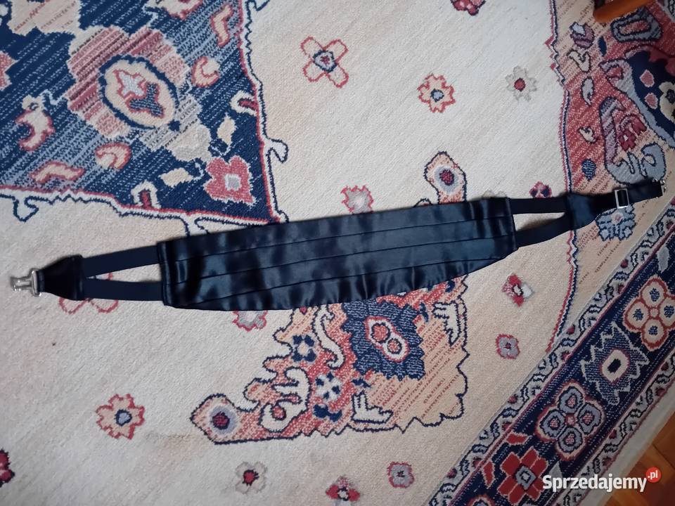 satynowy długi pas smokingowy czarny mazowieckie Warszawa sprzedam