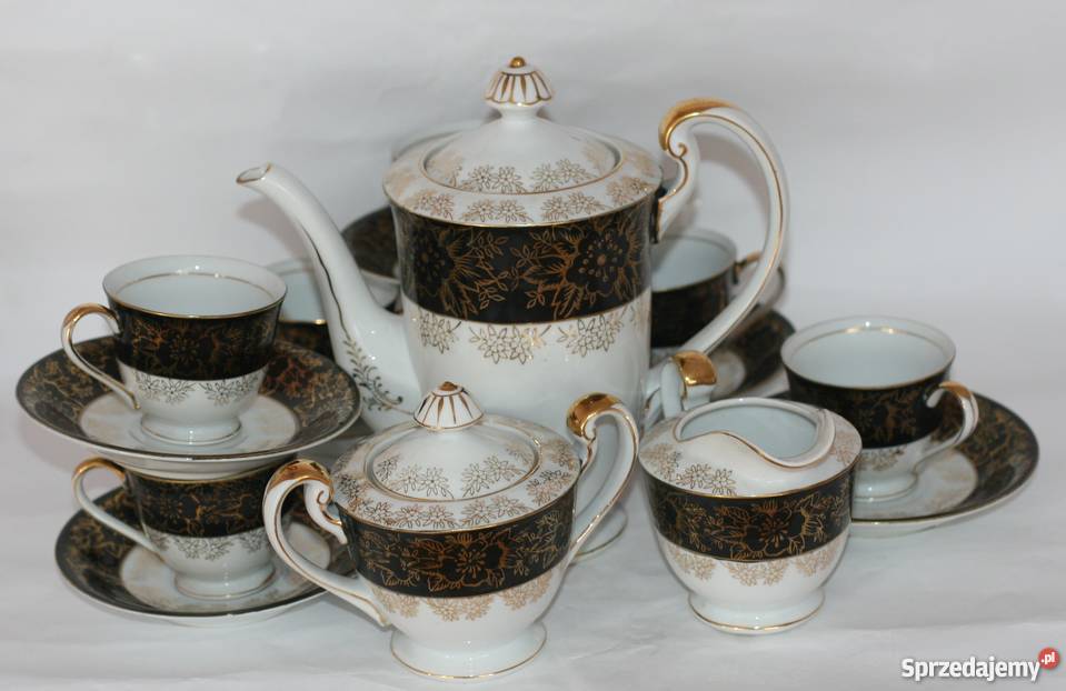 PORCELANOWY ZŁOCONY SERWIS KAWOWY Gdańsk