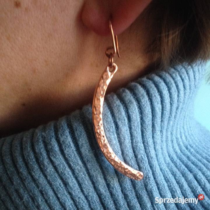 Kolczyki Miedziane dł 55 szer 5mm Półksiężyce Wrocław