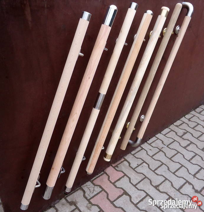 Poręcz drewniana omega okrągła Pochwyt złoto Lubań