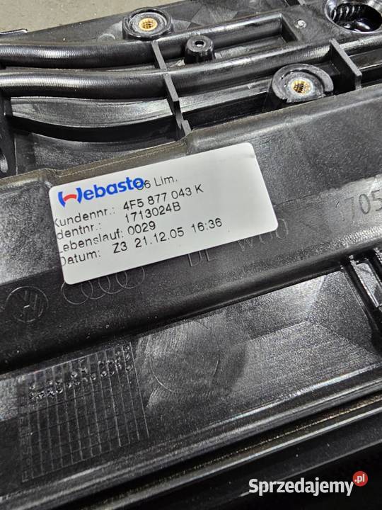 SZYBERDACH KOMPLET AUDI A6 C6 SEDAN 4F5877043K Przystajń