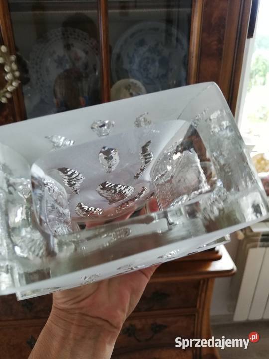 Szklany sygnowany wazon Ingrit Glashutte z Porcelana i szkło Gorlice