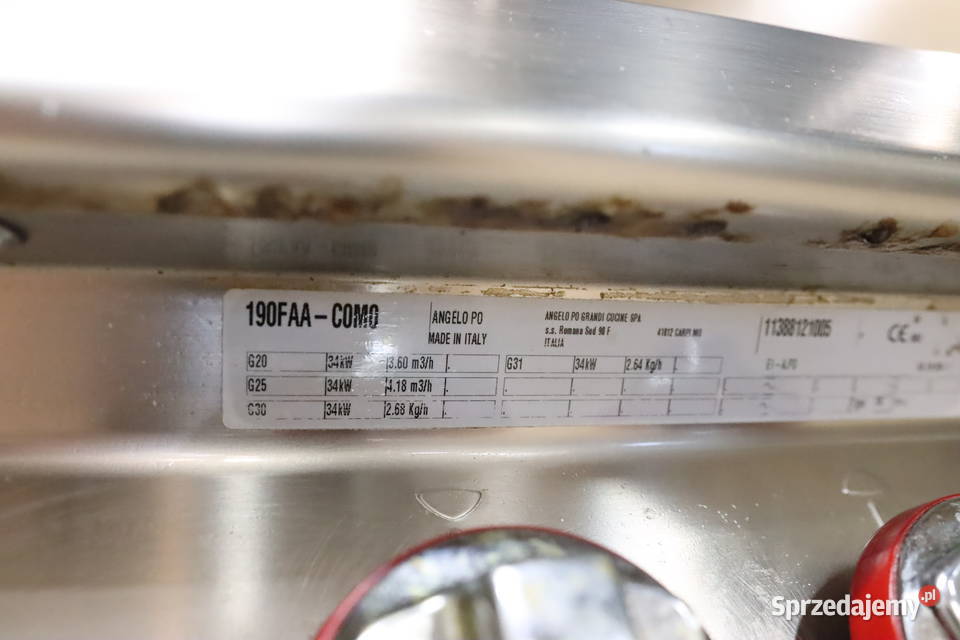 Kuchnia gaz 4 palniki Angelo 190FAACOMO 34 kW śląskie Pszczyna