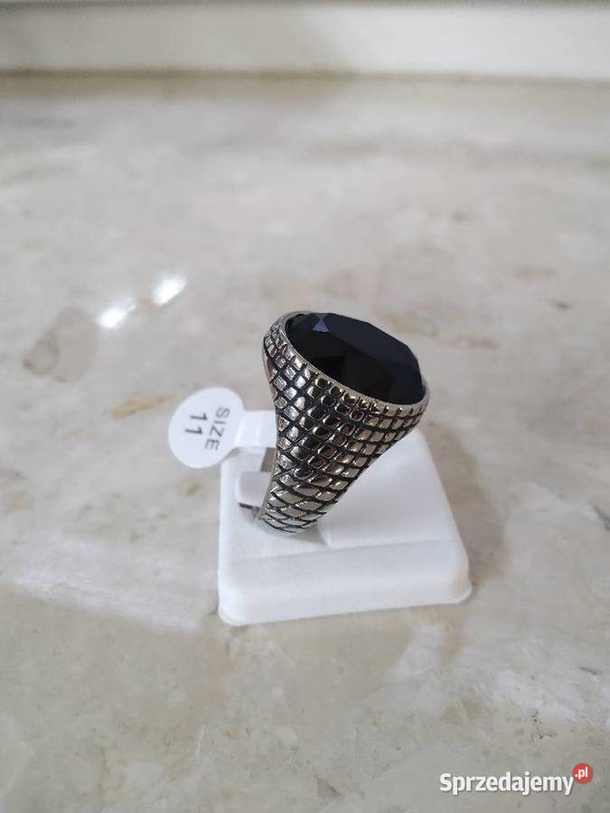 Sygnet Nowy stal chirurgiczna onyks owalny 26 Wałcz