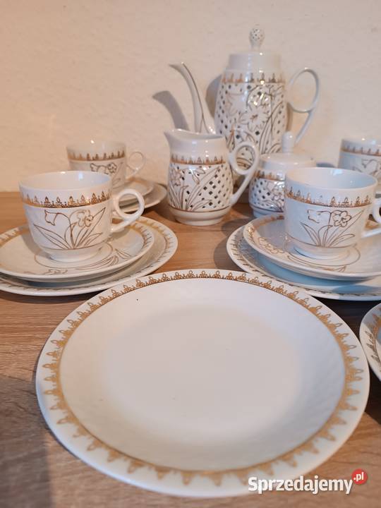 Porcelana ażurowo zdobiona zestaw do kawy
