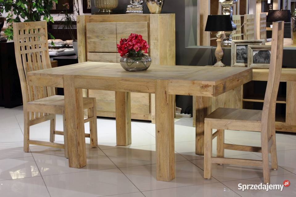 Jasny kwadratowy drewniany stół 90x90 rozkaładny Lublin