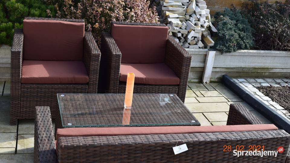 Zestaw kawowy technorattan brąz sofa 2osobx2 Bosutów