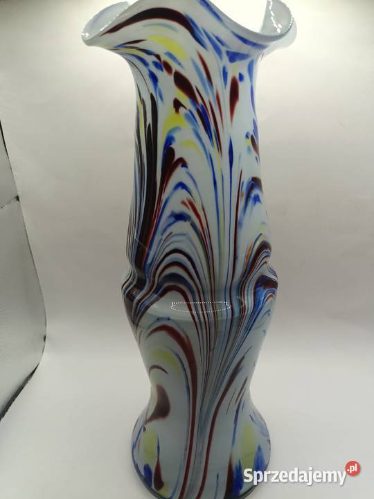 Szklany wazon duży kolorowy barwiony w masie Zamość