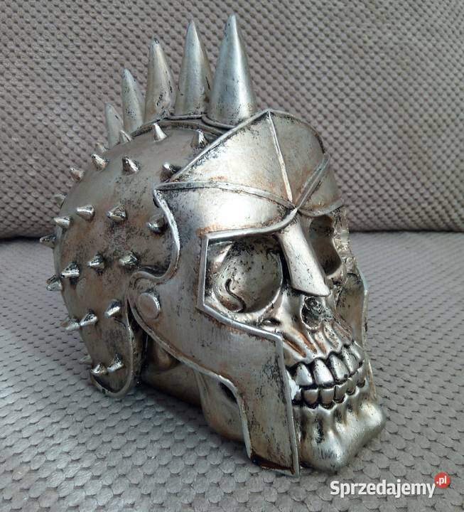 Steampunk srebrna Czaszka w hełmie silver skull Tychy