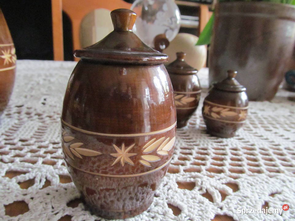 Naczynia dekoracyjne drewniane zestaw 5 Lublin