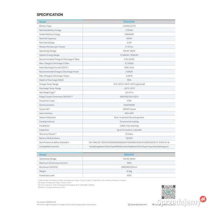 Magazyn Energii Dyness STACK100 5632kWh LiFePO4 Magazyny energii