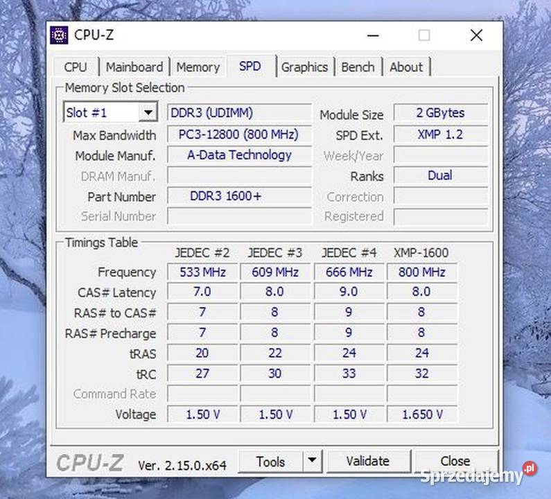 Pamięci ADATA DDR3 8 GB 4x 2 GB 1600 MHz małopolskie Kraków