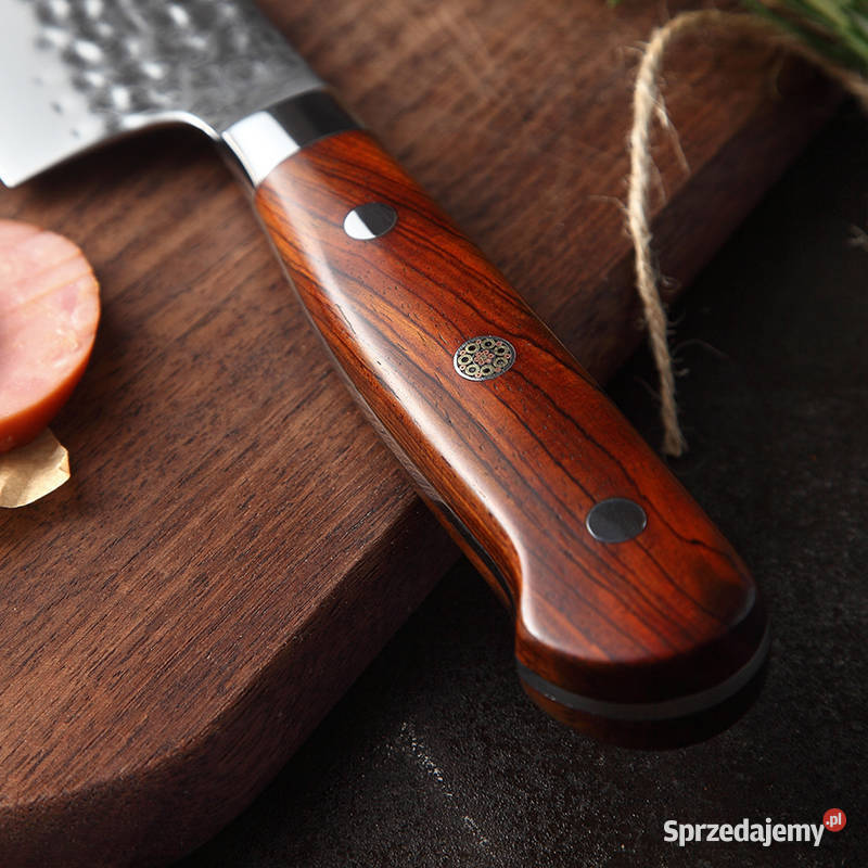 Nóż SANTOKU 7 naturalny PALISANDER stal węglowa Gliwice