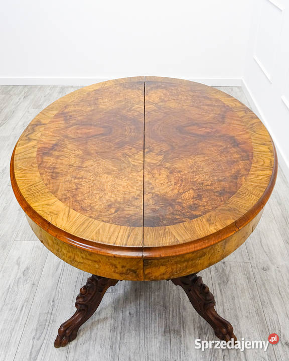 Drewniany STÓŁ rozkładany ORZECHOWY piękny BLAT wielkopolskie Kalisz