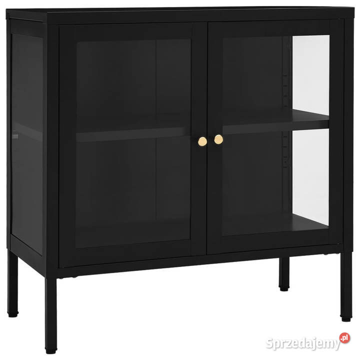 Szafka boczna czarna 70x35x70 stal i szkło Warszawa