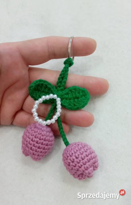 Tulipanki wykonane na szydełku brelok zawieszka Rękodzieło Łask