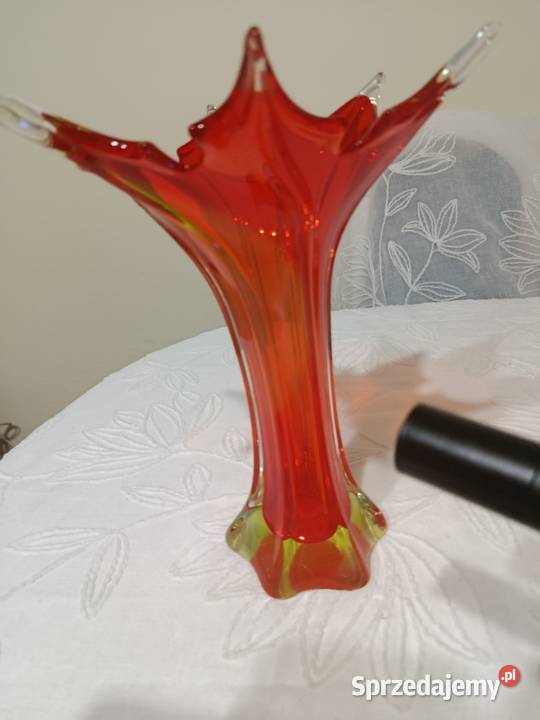 Czerwony uranowy wazon Murano mazowieckie Warszawa