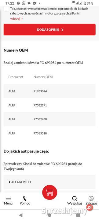 Klocki hamulcowe format Bosch oem 0986424594 Wrocław