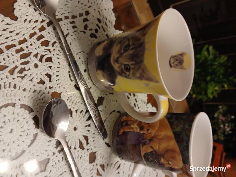 Kubki porcelanowe ze zwierzętami sygnowane Warszawa sprzedam