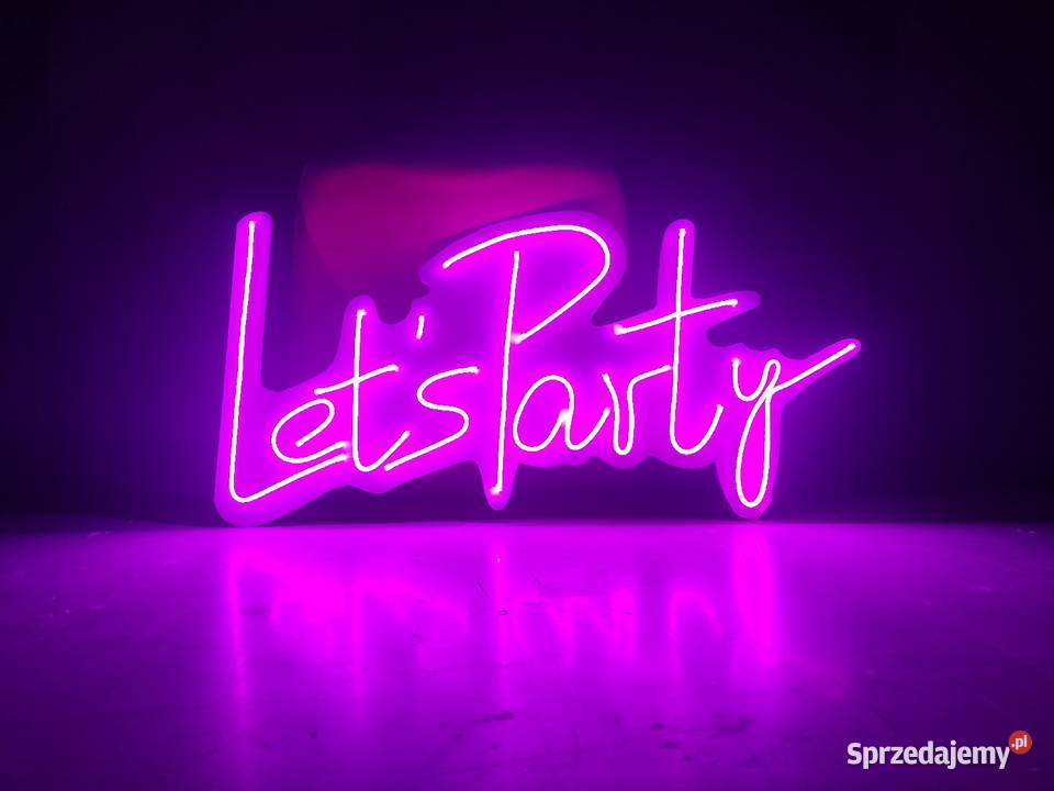 Neon Lets Party napis podświetlany