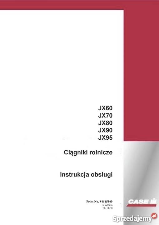 Instrukcja obsługi Case JX 60 70 80 90 95 J Szamotuły