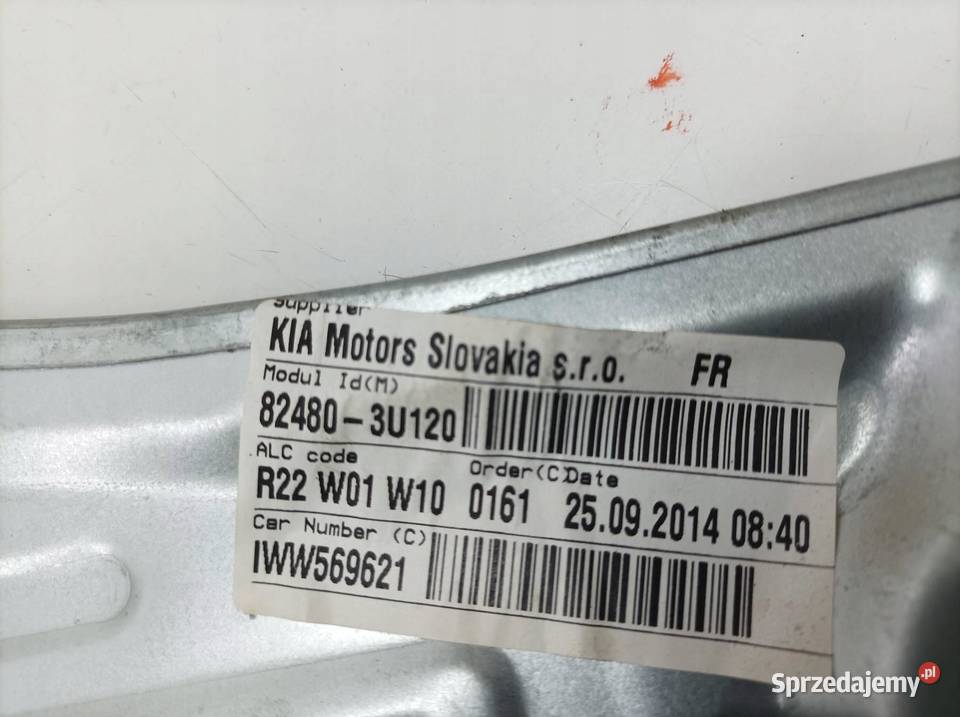 MECHANIZM SZYBY PRAWY PRZÓD LIFT 824803U120 Kia Mechanizmy opuszczania szyb