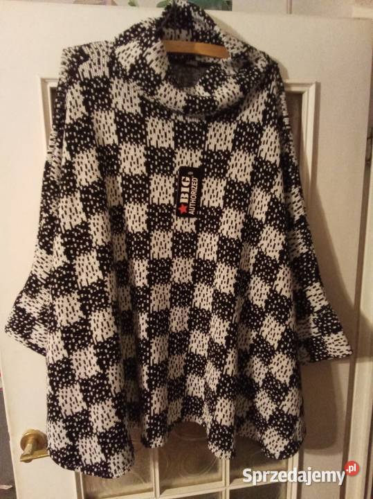 Dzianinowe ponczo w szachownice big authorized Warszawa