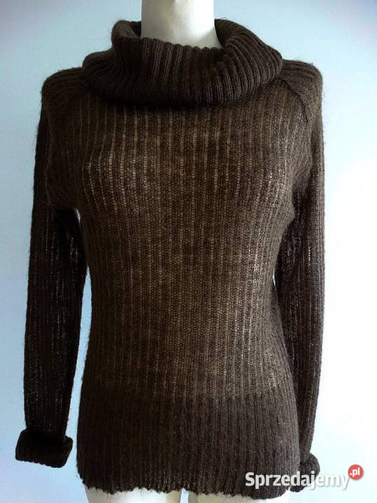 Sweter z Golfem Czekoladowy z Moherem Mgiełka Vila