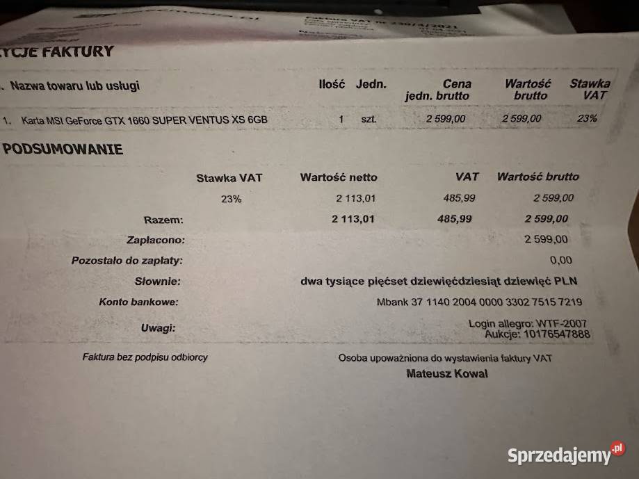 Komputer Gamingowy RGB i58400 gtx 1060 6GB 16gb małopolskie Kraków sprzedam