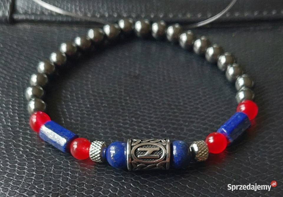 Bransoletka 20 runa stal kamień Lapis Lazuli Częstochowa sprzedam
