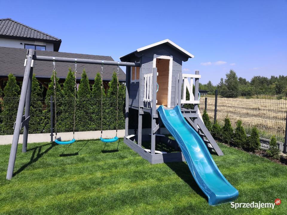 Domek plac zabaw huśtawka piaskownia ścianka Kawnice