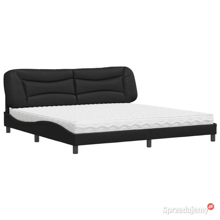 Łóżko z materacem czarne sztuczna skóra 200x200 sprzedam