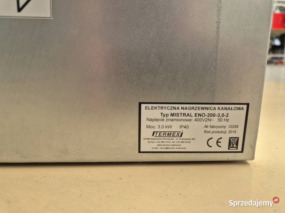 Elektryczna Nagrzewnica Kanałowa ENO200302 3kW sprzedam