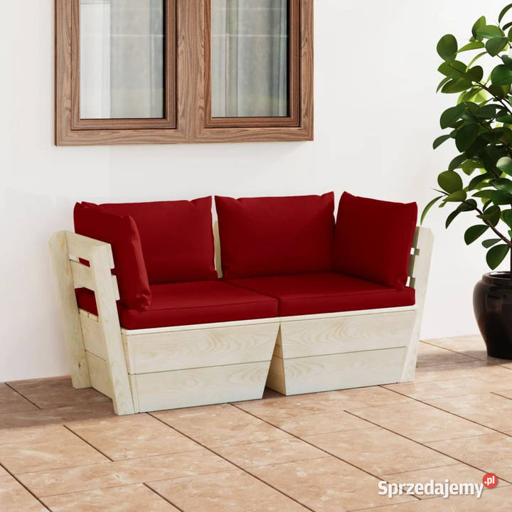 Ogrodowa sofa 2osobowa z palet z poduszkami