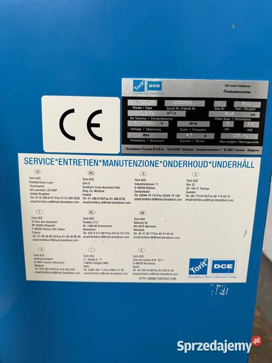 Odciąg mgły olejowej z maszyn CNC Donaldson Zdziechowice