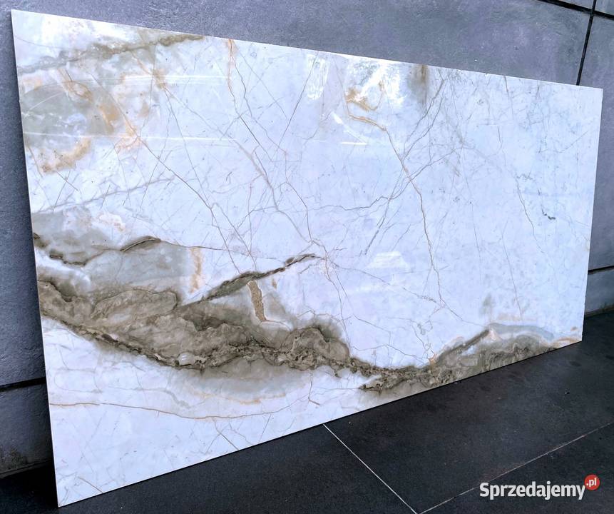 Gres BIAŁY MARMUR poler złoto 120x60 WYSOKI łódzkie Łask