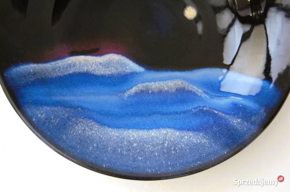 Talerz ścienny patera kamionka ręcznie malowana lubelskie