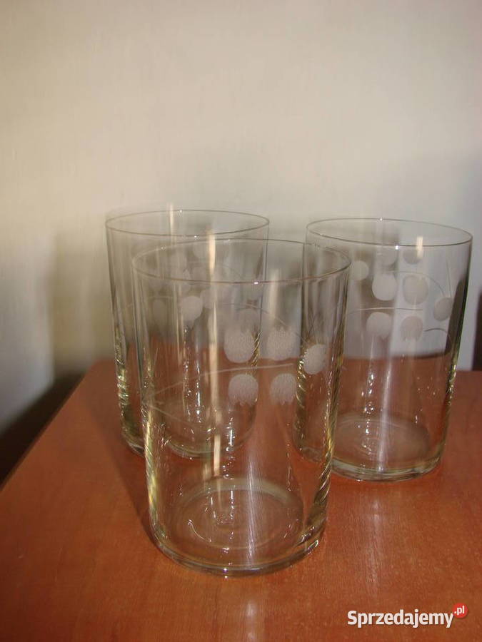 zdobione szklanki PRL pomorskie Pruszcz Gdański