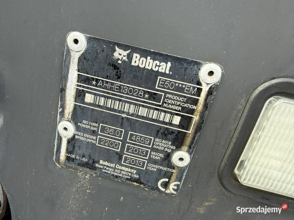 gąsienicowa Bobcat E50 EM 2013r Waga 5ton Super Widełki