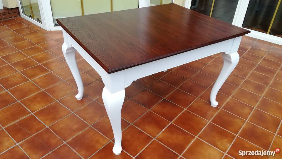 Stół ludwik stylowy drewniany biały do krzeseł 79cm