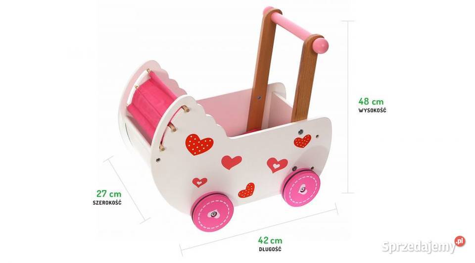 Wózek lalek drewniany z pościelą Ecotoys Bielsk Podlaski