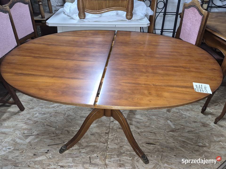 Owalny drewniany stół w stylu angielskim z Sypniewo sprzedam