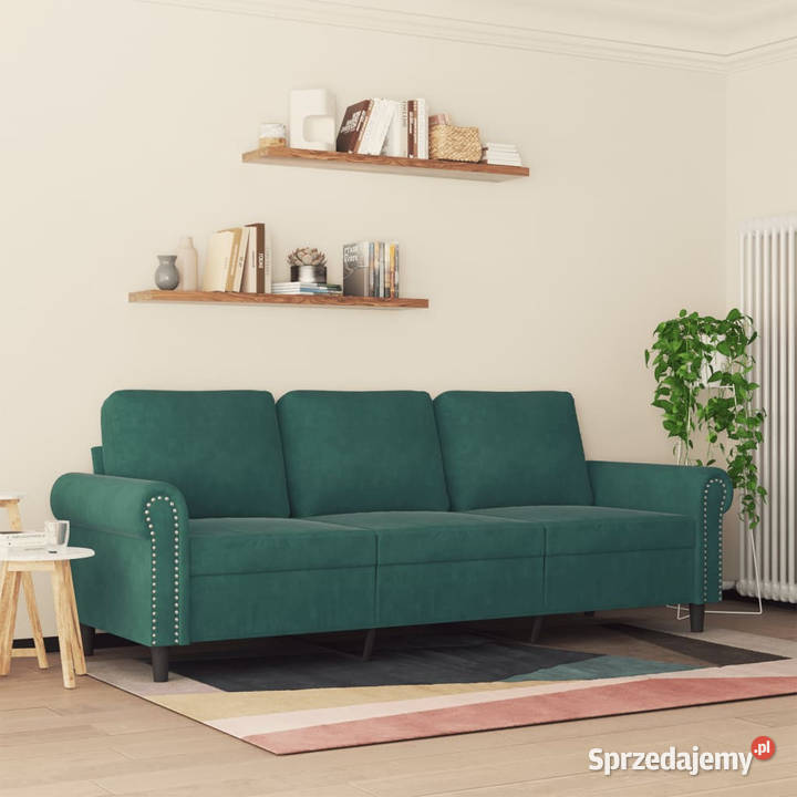 Sofa 3osobowa ciemnozielony 180 obita aksamitem mazowieckie Warszawa