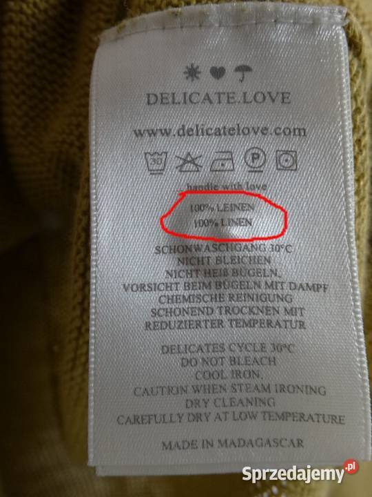 Sweter Kardigan Lniany 100 Len Rozpinany Łomża