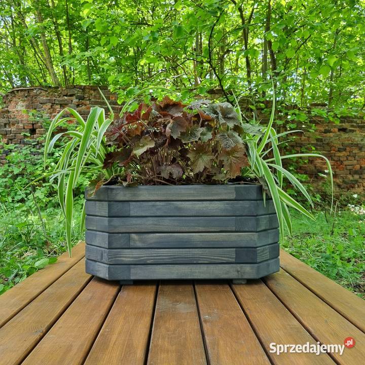 Donica drewniana prostokątna ogrodowa donica na Donice Kalety