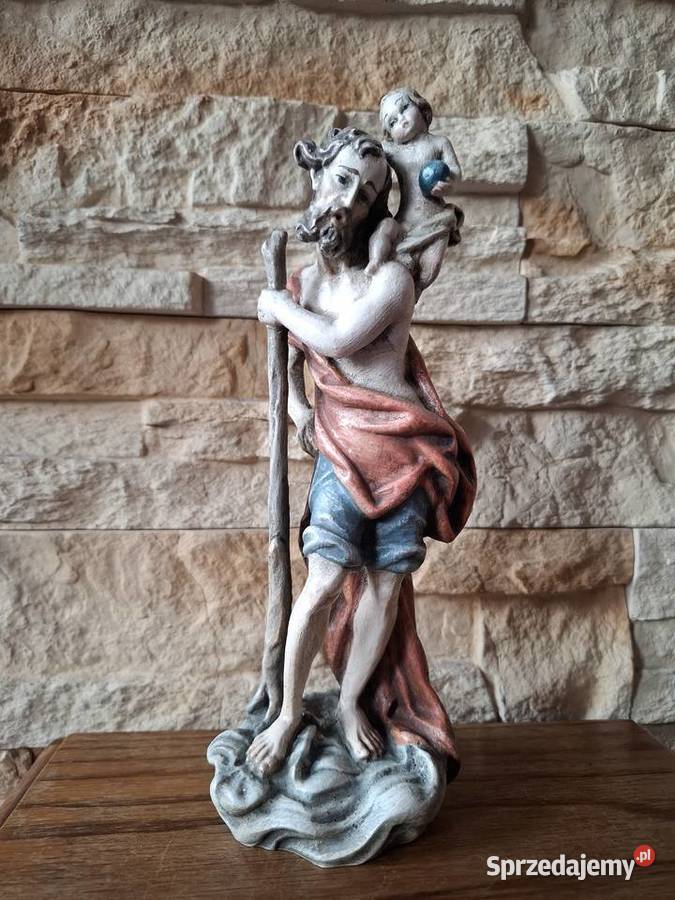 Rzeżba z drewna polichromia ŚwKrzysztof Patron Lubień